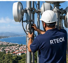 Technicien RTEOI en intervention sur une infrastructure radio
