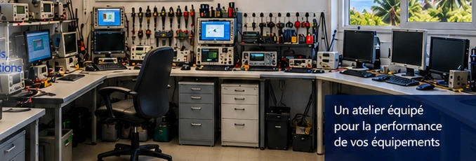 Atelier RTEOI équipé d’instruments de mesure pour la radiocommunication